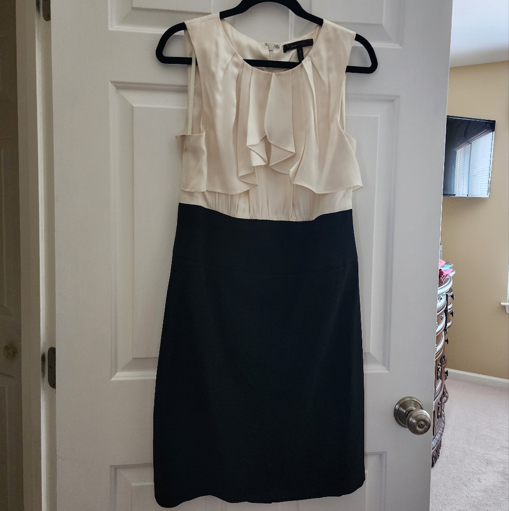 Elegant BCBG Max Azria Black and Cream Sleeveless Dress